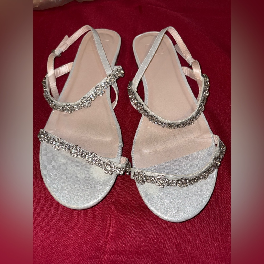David's Bridal Silver Embellished Sandals
